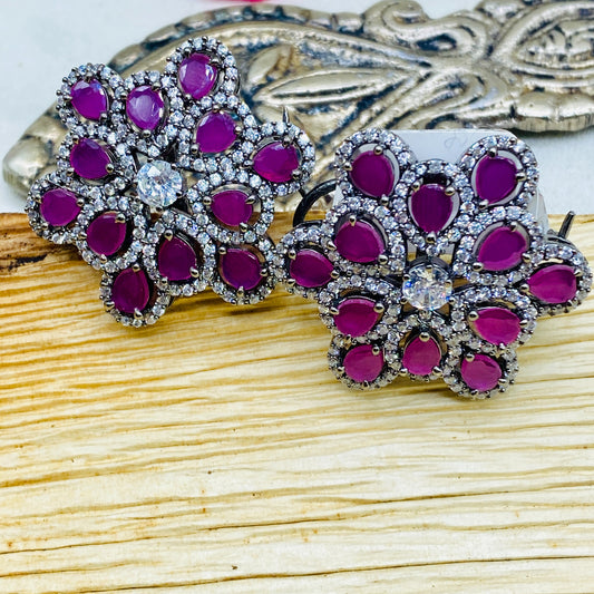 Pink Gemstone Ad Earring