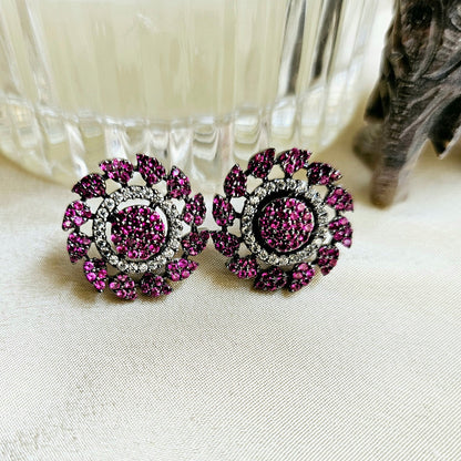 Fine Magenta AD stud Earring