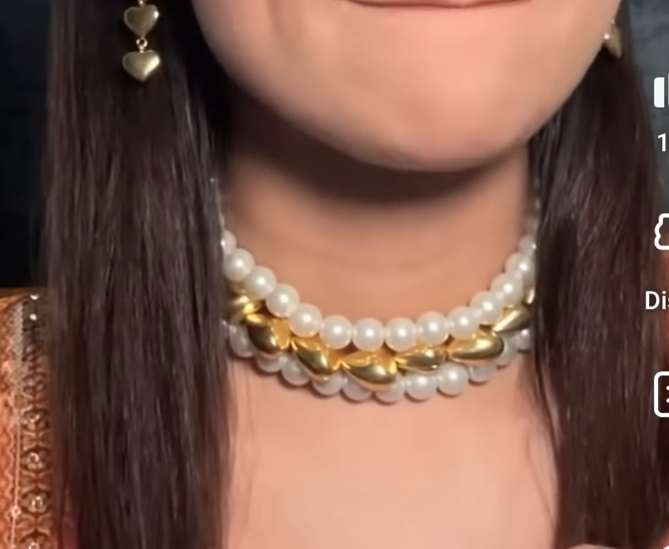 Saima Designer Pearl and Gold choker