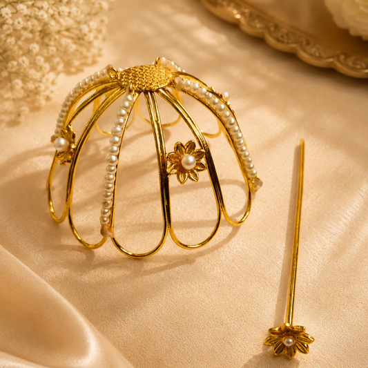 Viana Jewels Surya Golden Hair Bun Cage