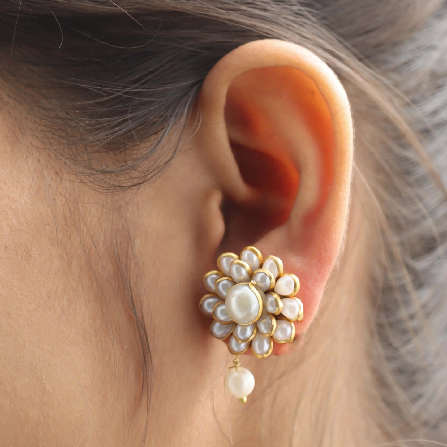 Elegant Pearl drop studs and ring combo