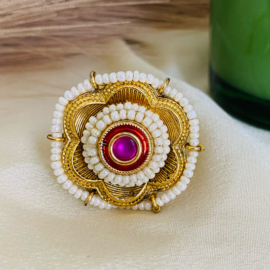 Traditional South Indian gold plated adjustable ring