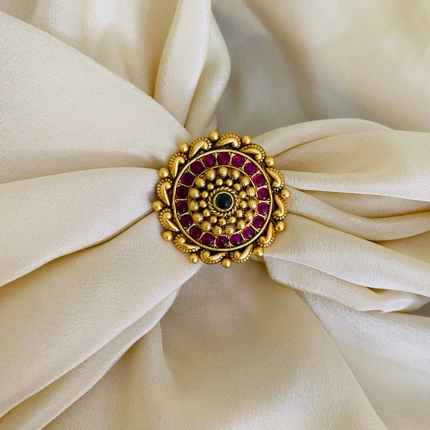 Gold plated ring with meena work