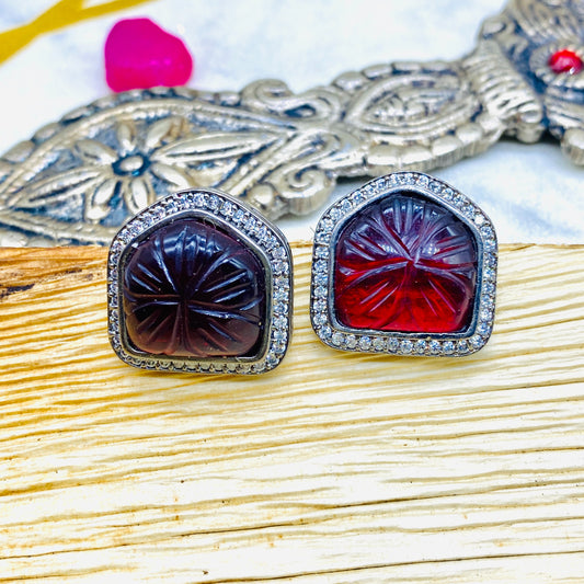 Deep Burgundy Statement Earring Stud