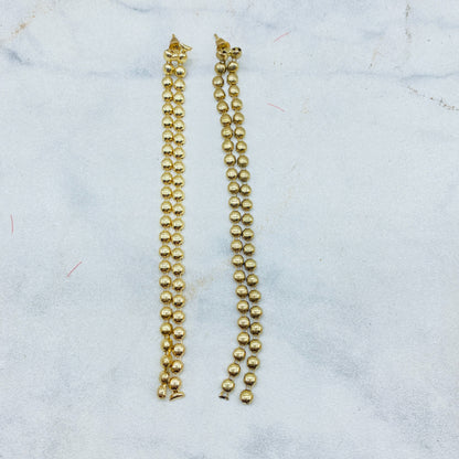 Double Chain Gold Plated Long Earrings