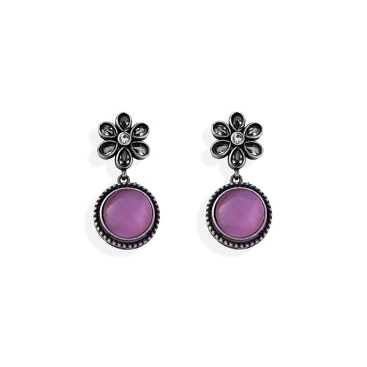 Floral German Silver Earrings