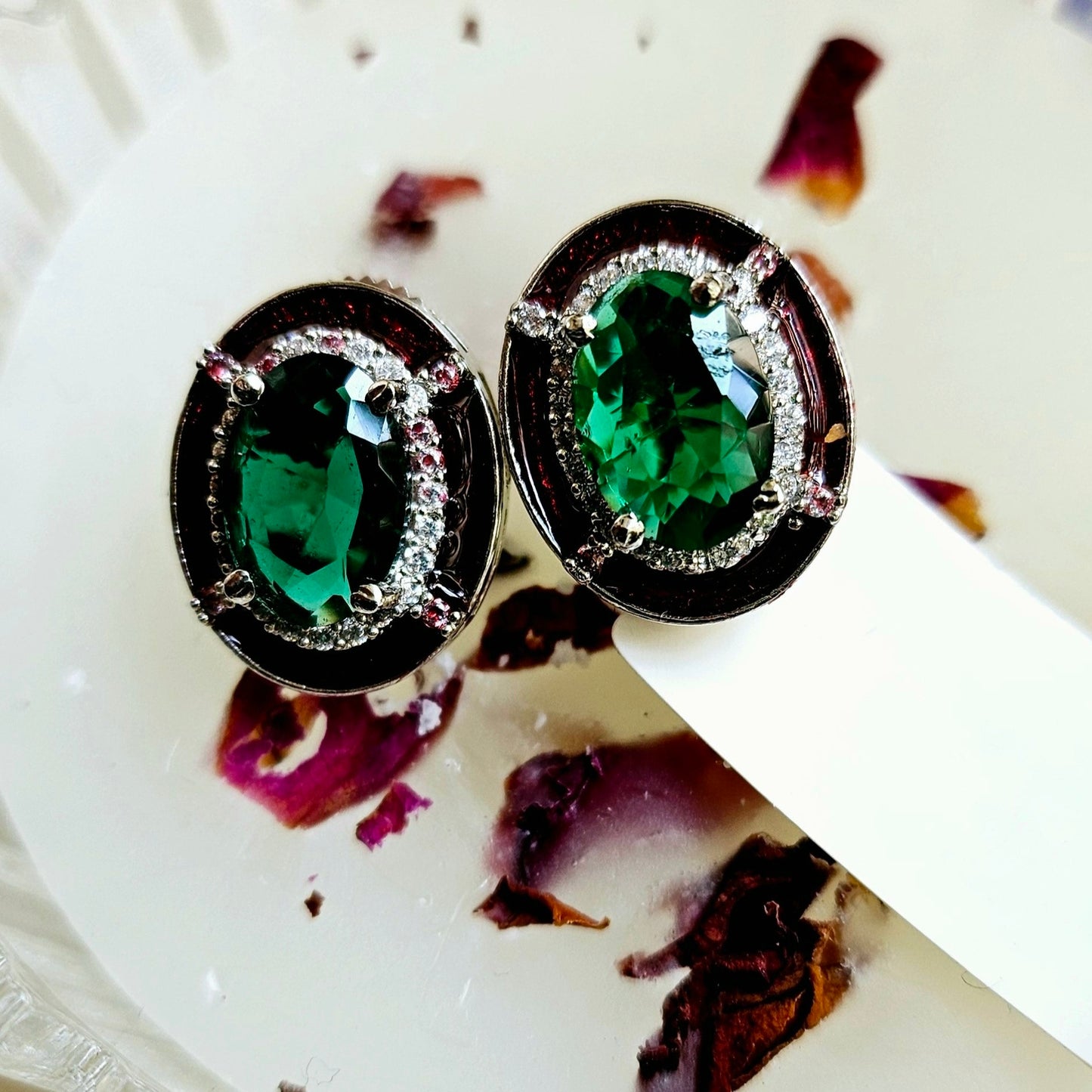 Emerald Swarovski Enamel Painted Earring