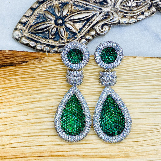 Emerald Crystal Green Ad Earrings